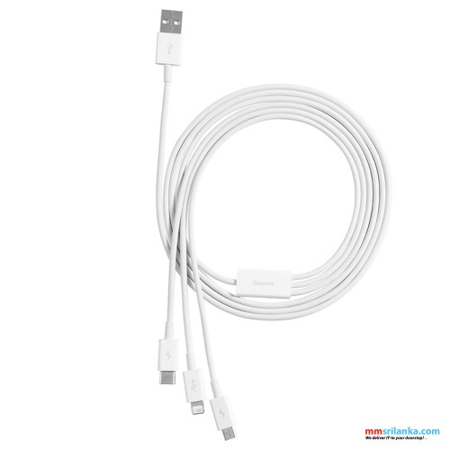 Baseus Superior Series 1m Fast Charging Data Cable USB to M+L+C 3.5A Stellar White (6M)